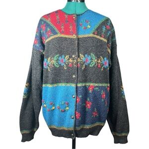 Woolrich Gray and Blue Cardigan Sweater